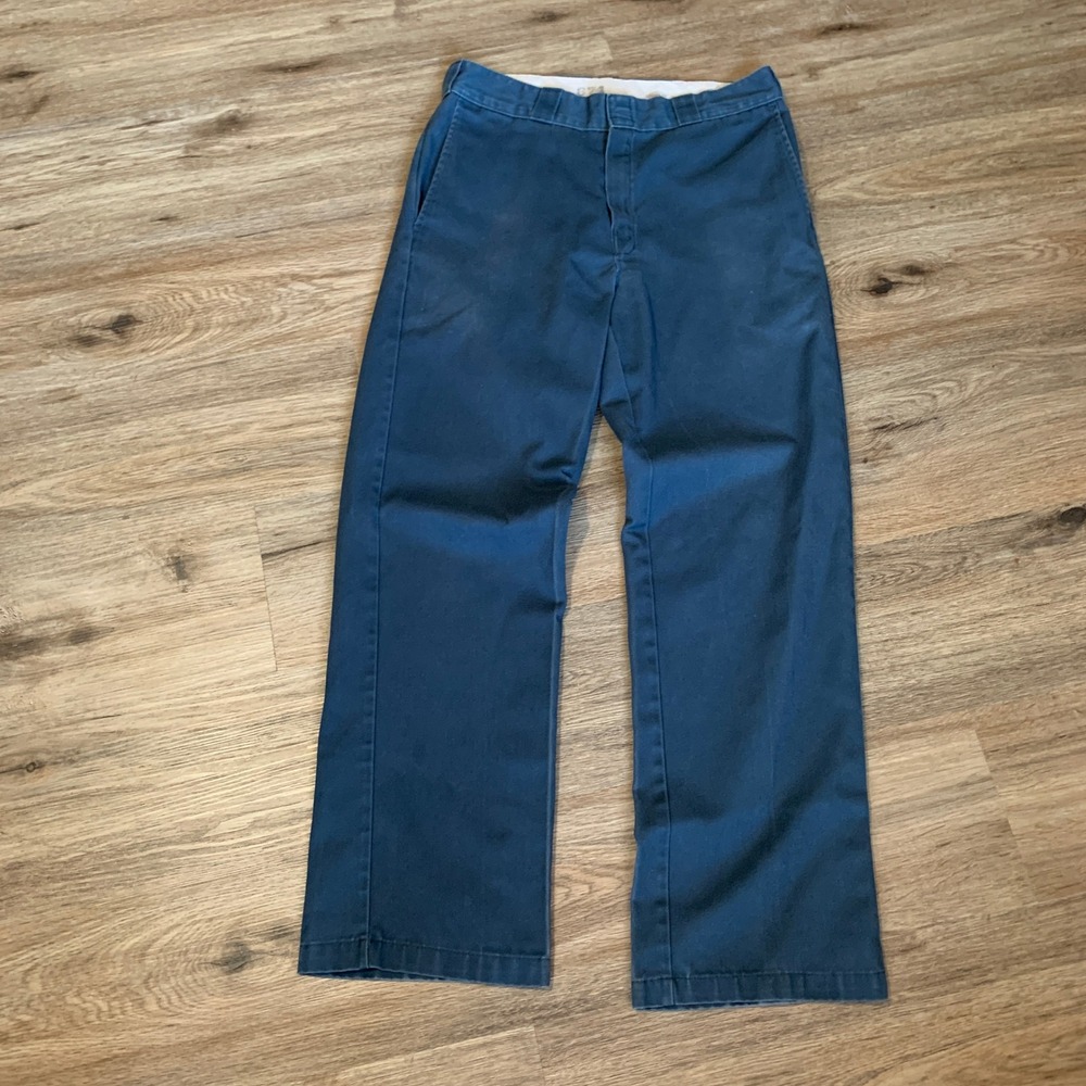 Dickies 874 Original Fit Navy Blue Work Pants Mens 33x32 Straight Leg Chinos